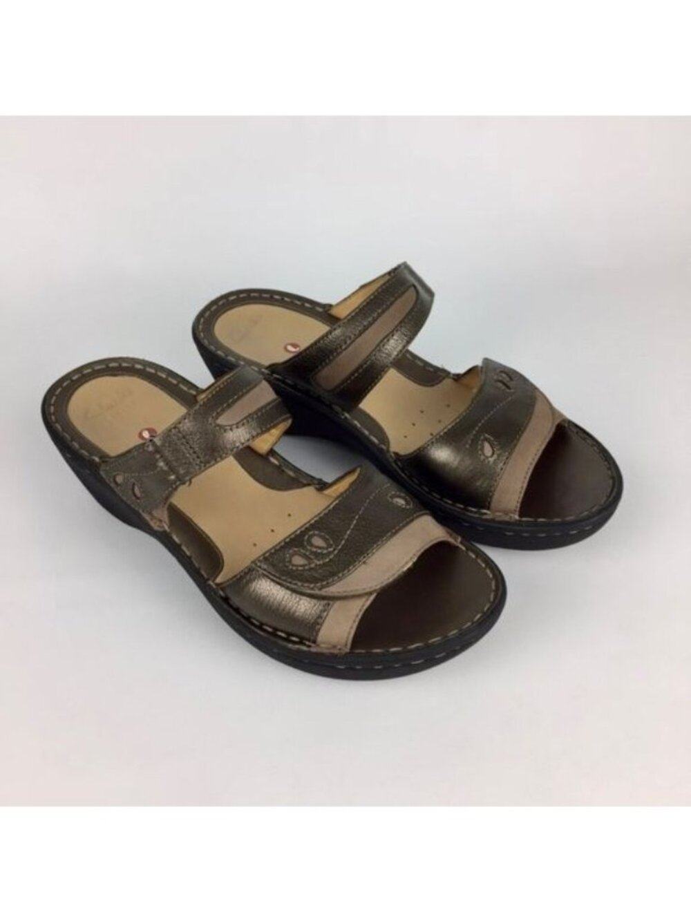 Clarks Unstructured Un Ames Bronze Platform Wedge Sandal 8